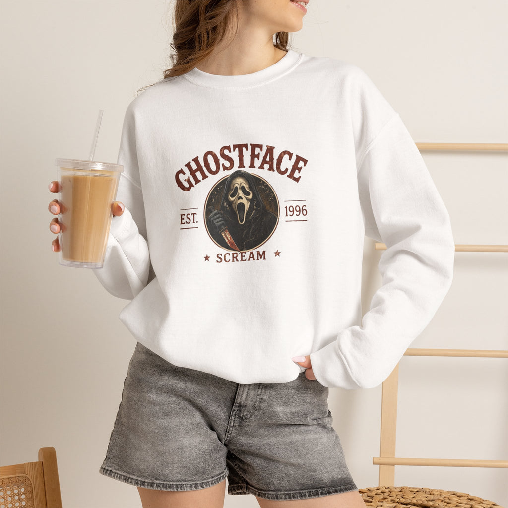 Scream 'Ghostface' Crewneck Sweatshirt – Vintage Horror Mask Graphic
