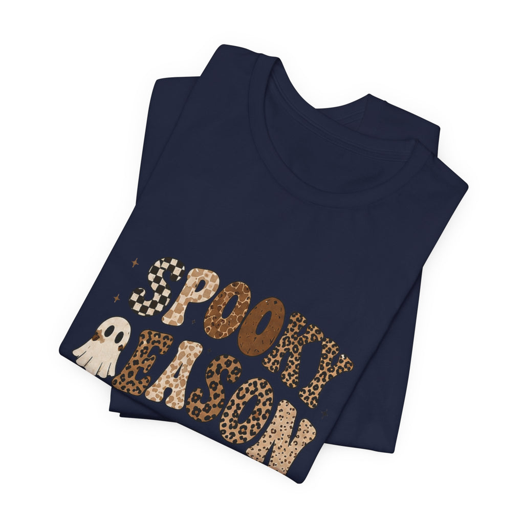 Spooky Season Graphic Tee — Cute Ghost & Bats Halloween Shirt