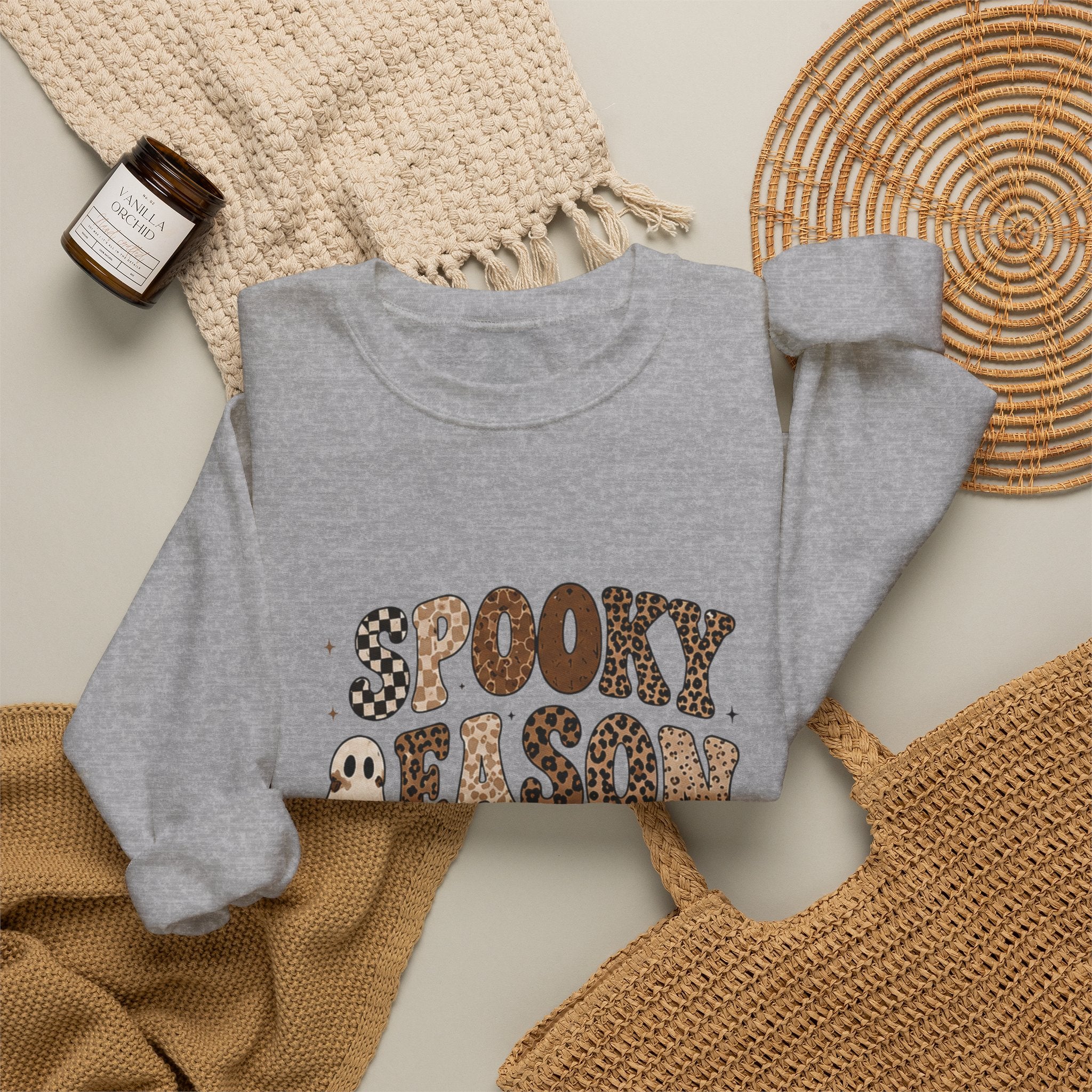 Spooky Nelson Sweatshirt — Halloween Leopard Ghost Crewneck