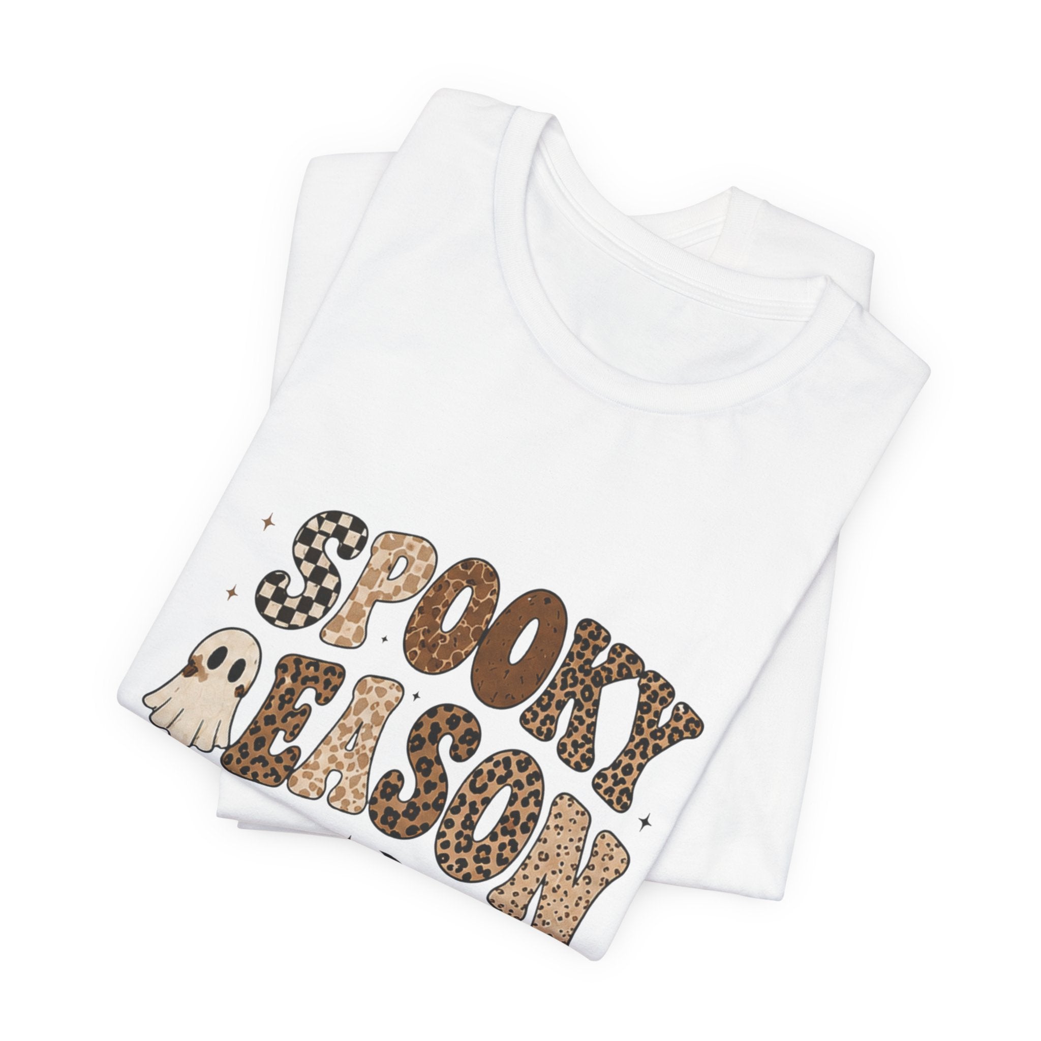 Spooky Season Graphic Tee — Cute Ghost & Bats Halloween Shirt