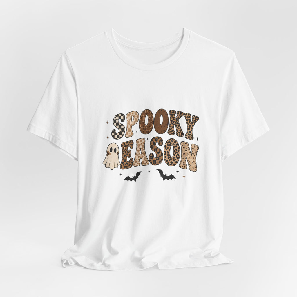 Spooky Season Graphic Tee — Cute Ghost & Bats Halloween Shirt