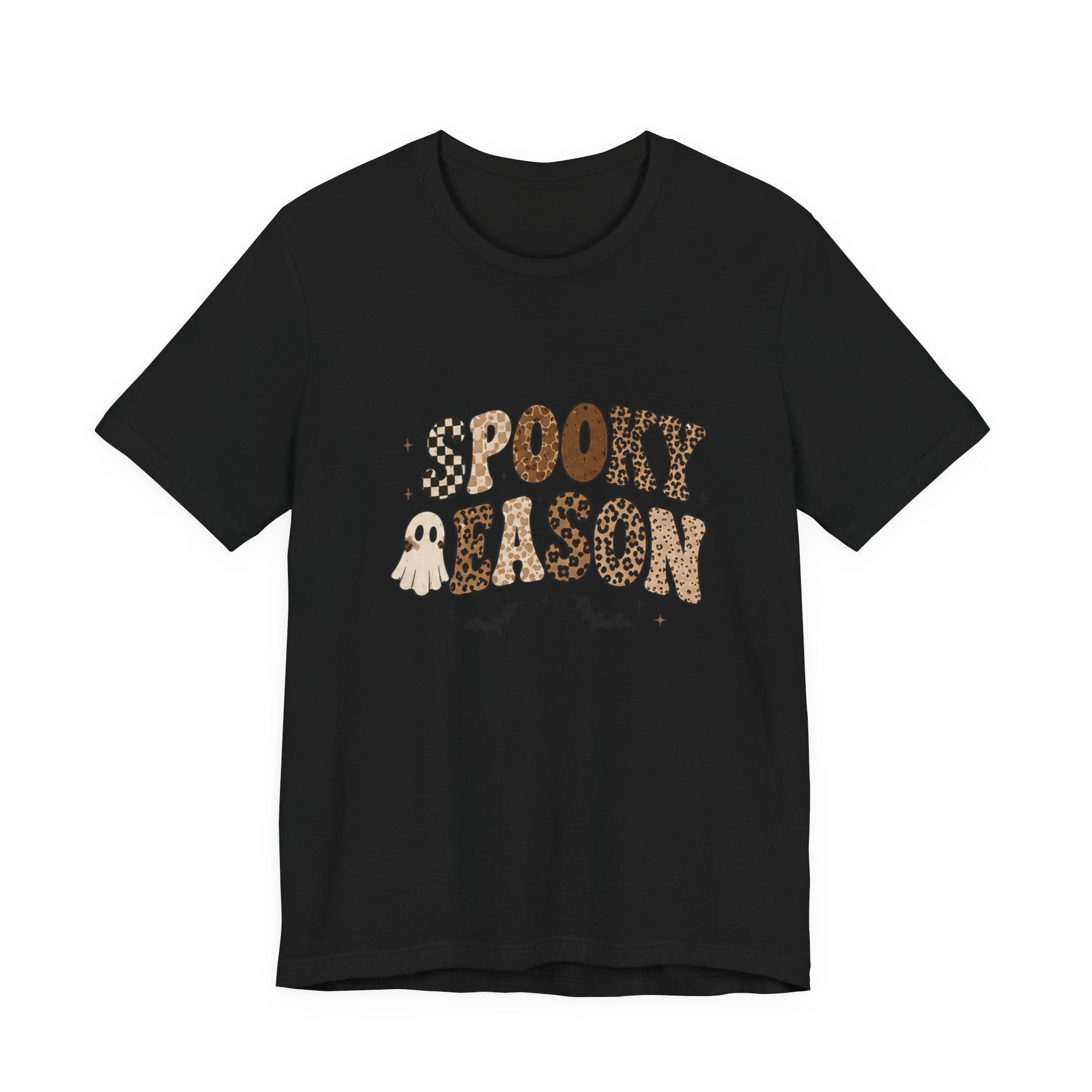 Spooky Season Graphic Tee — Cute Ghost & Bats Halloween Shirt