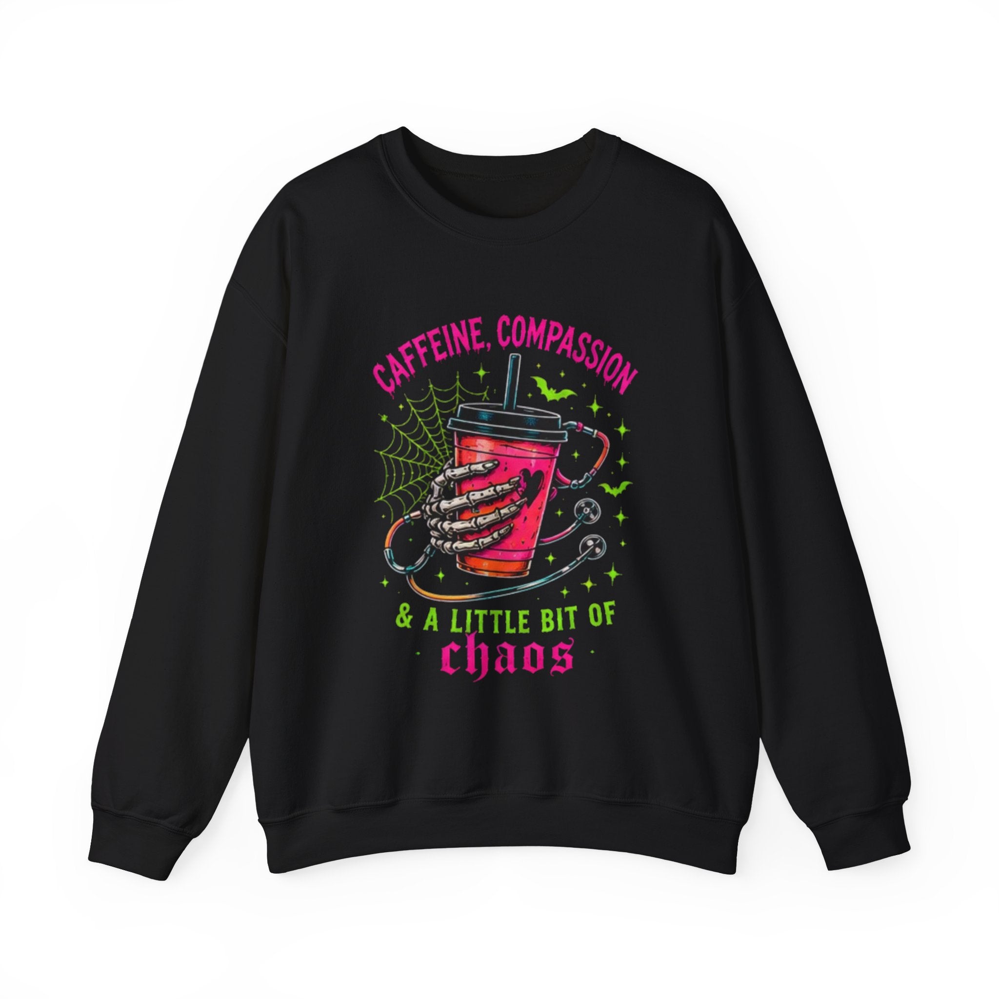 Caffeine, Compassion & A Little Bit of Chaos Crewneck Sweatshirt