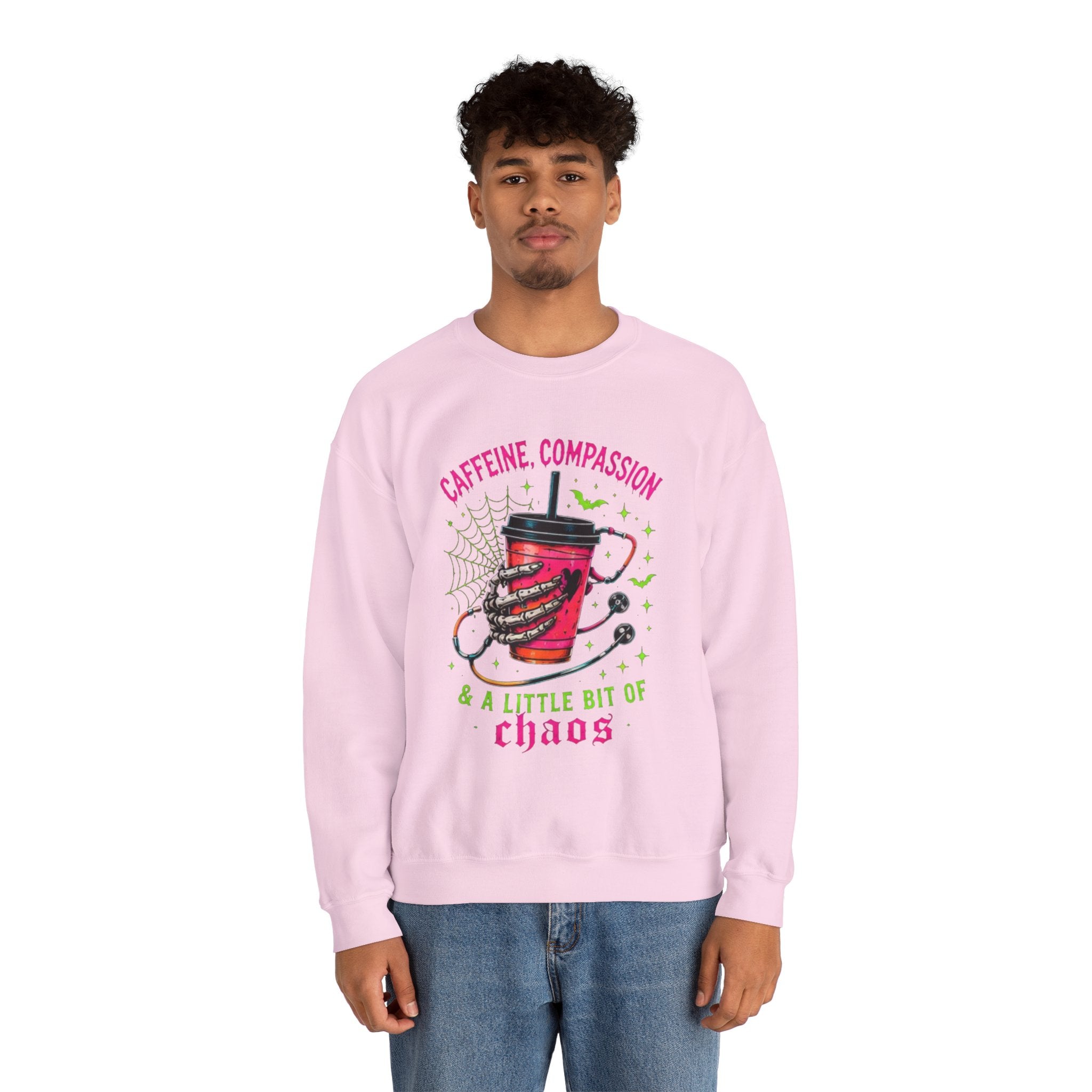 Caffeine, Compassion & A Little Bit of Chaos Crewneck Sweatshirt