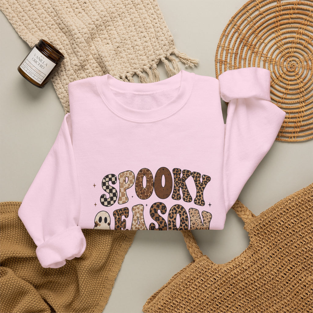 Spooky Nelson Sweatshirt — Halloween Leopard Ghost Crewneck