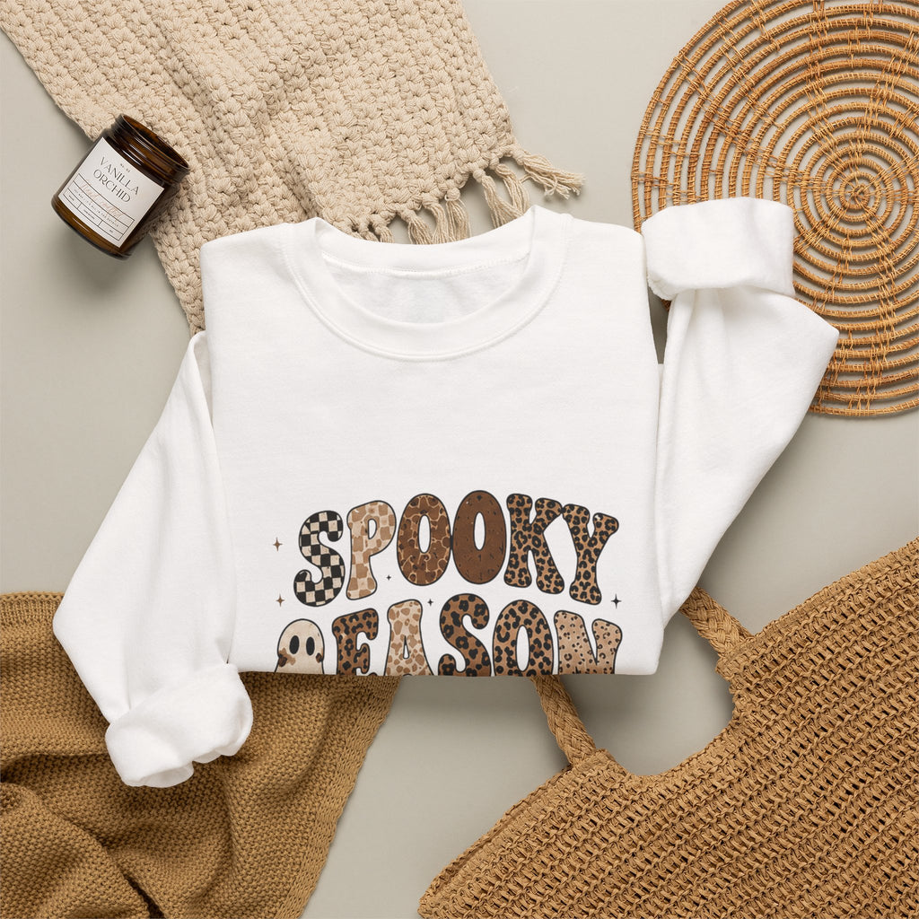 Spooky Nelson Sweatshirt — Halloween Leopard Ghost Crewneck