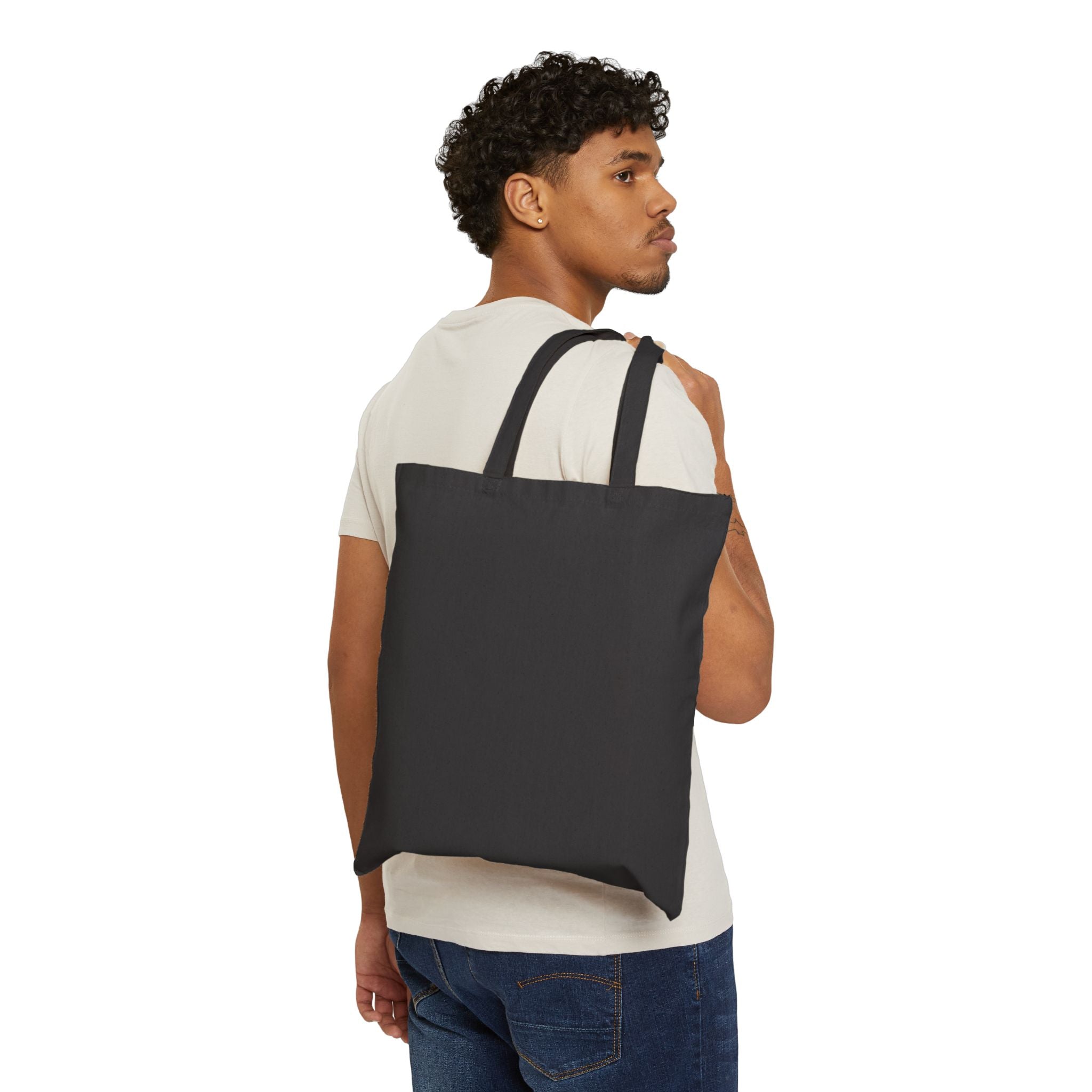 Halloween Ghost Tote Bag — Cute Ghost with Pumpkin, Coffee & Black Cat Cotton Canvas Tote