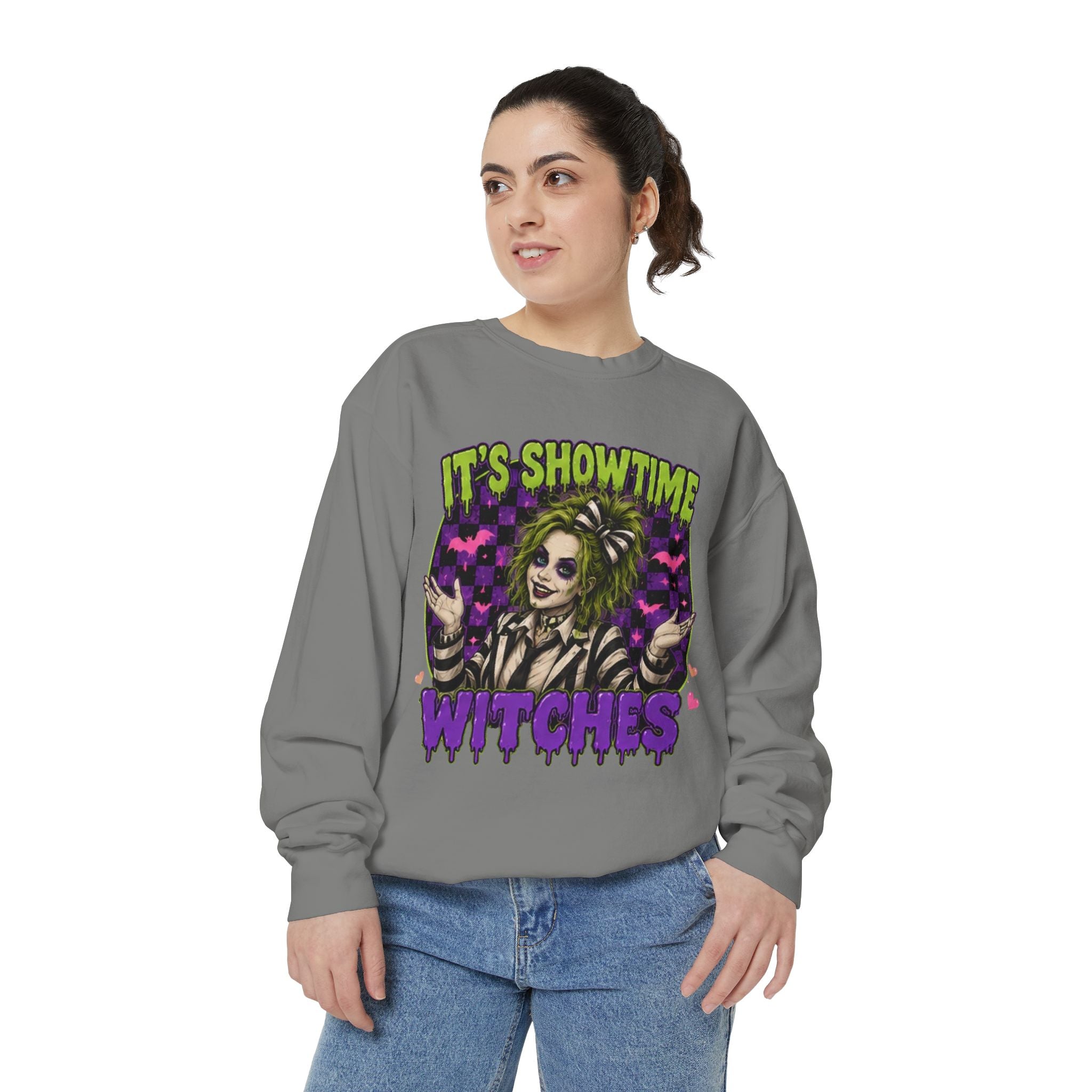 It's Showtime Witches Sweatshirt — Halloween Beetlejuice-Inspired Graphic Pullover