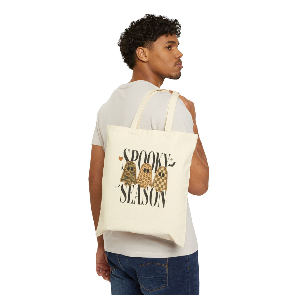Tote — "Spooky Season" Pumpkin Ghosts Cotton Canvas Tote