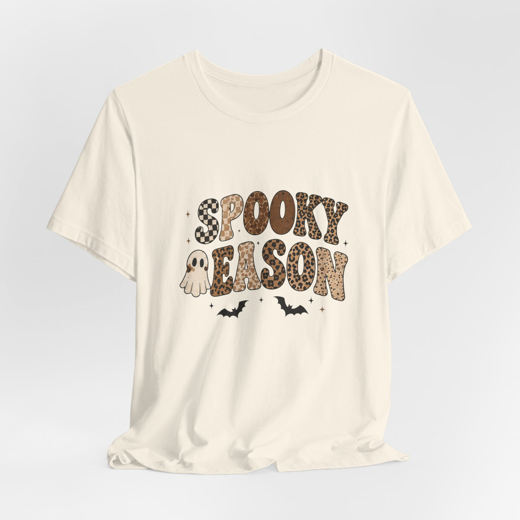 Spooky Season Graphic Tee — Cute Ghost & Bats Halloween Shirt