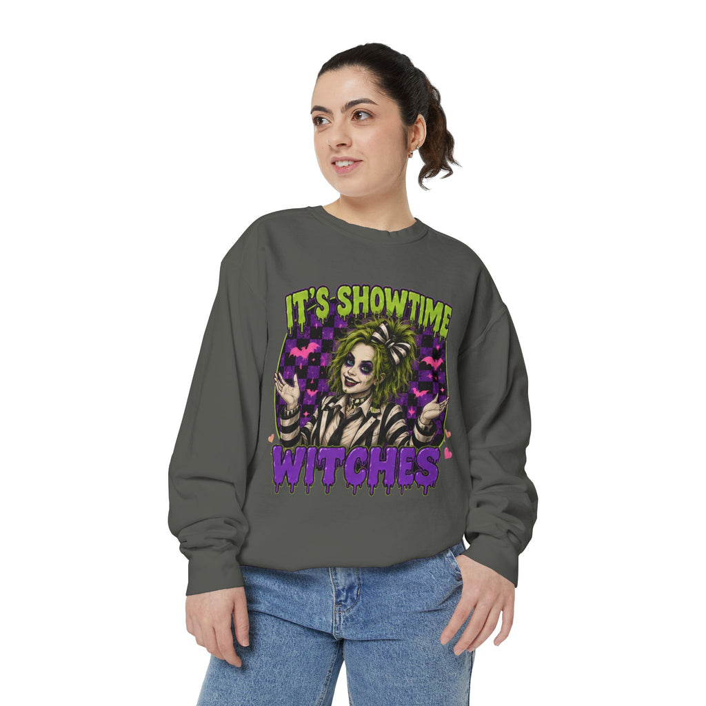 It's Showtime Witches Sweatshirt — Halloween Beetlejuice-Inspired Graphic Pullover