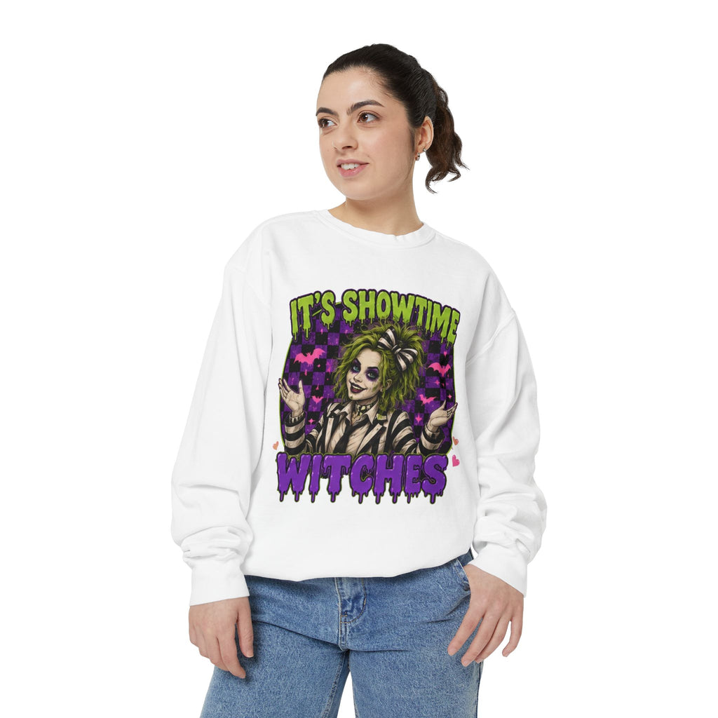 It's Showtime Witches Sweatshirt — Halloween Beetlejuice-Inspired Graphic Pullover