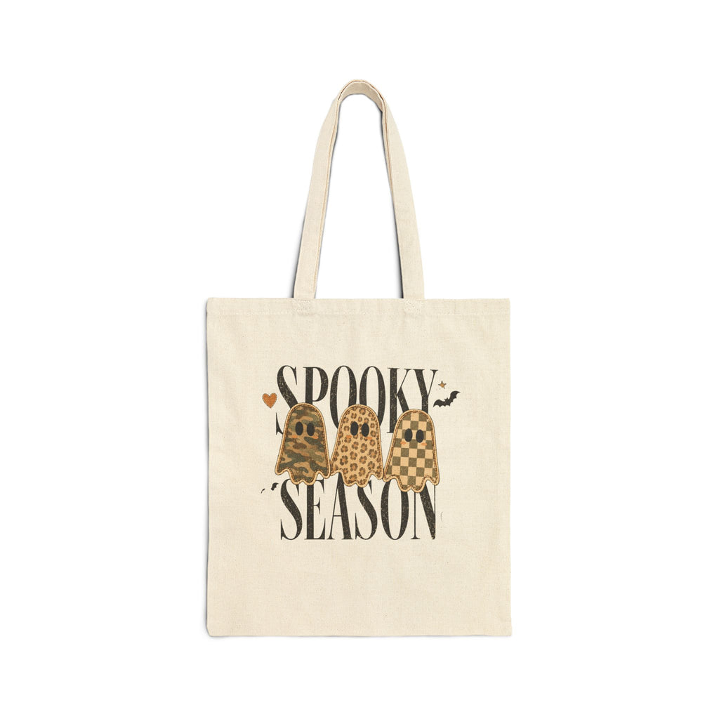 Tote — "Spooky Season" Pumpkin Ghosts Cotton Canvas Tote