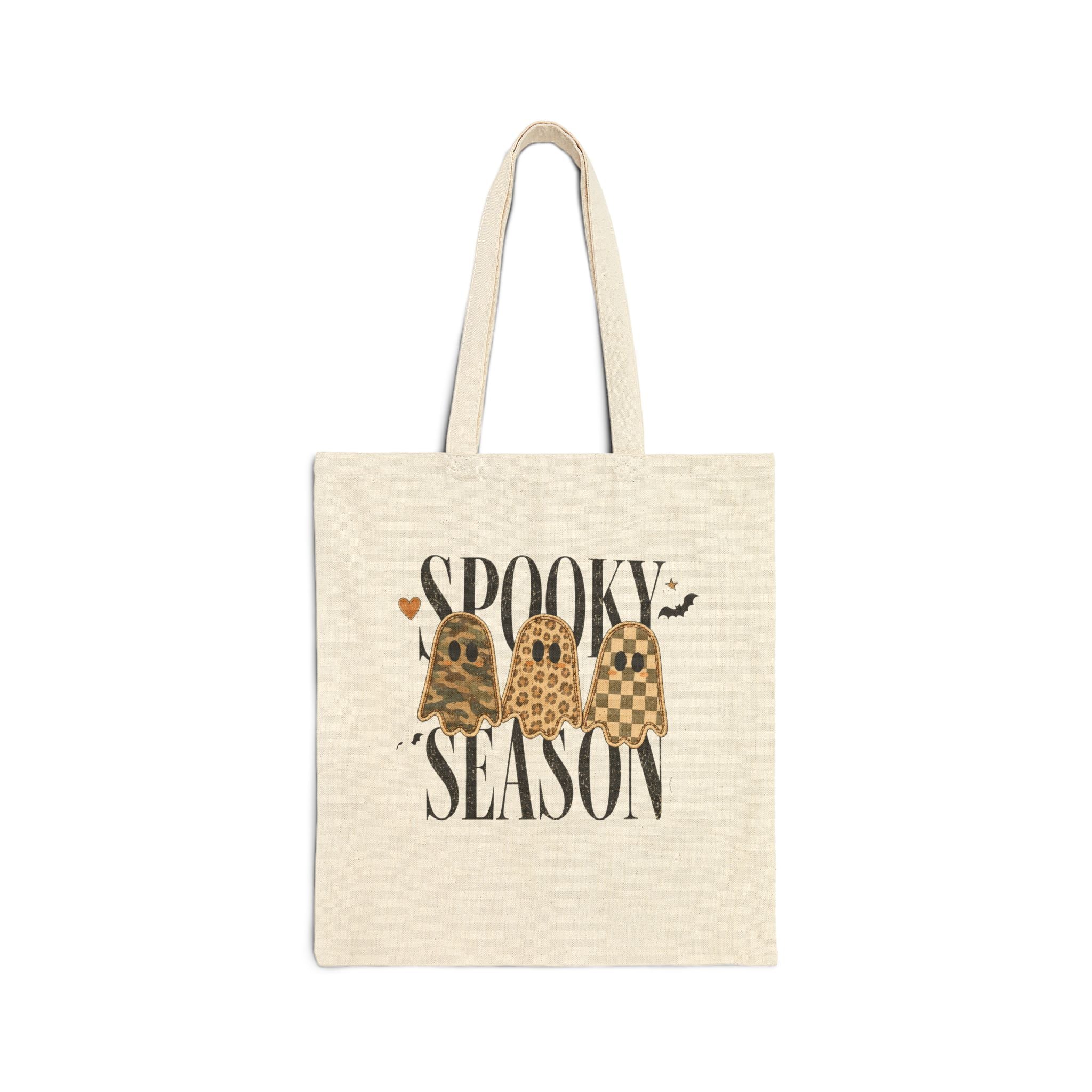 Tote — "Spooky Season" Pumpkin Ghosts Cotton Canvas Tote