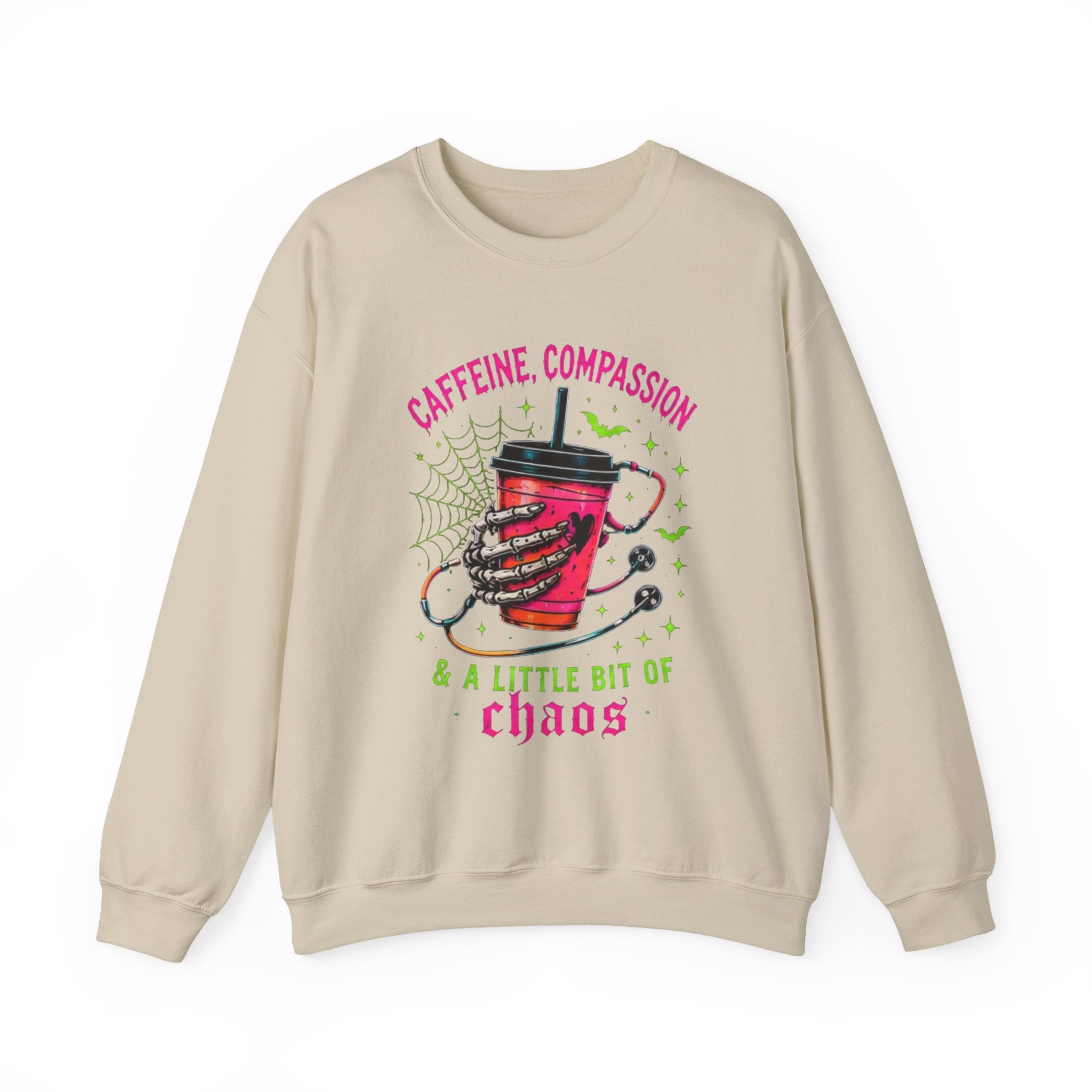 Caffeine, Compassion & A Little Bit of Chaos Crewneck Sweatshirt