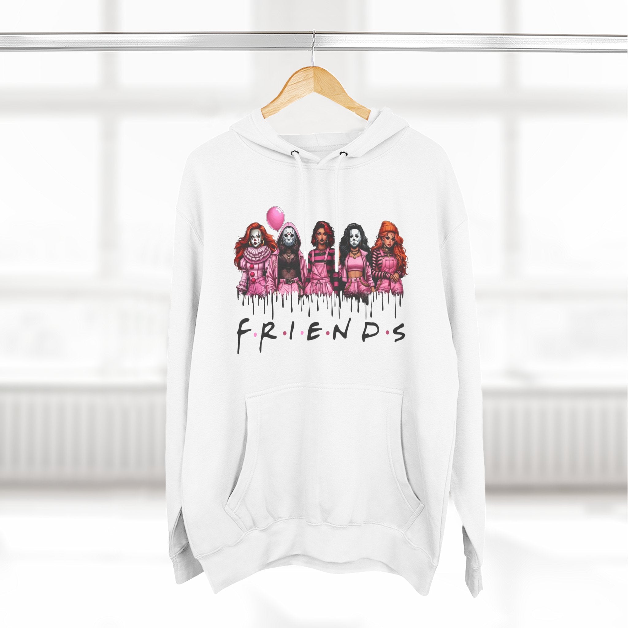 Horror Squad "FRIENDS" Graphic Hoodie — Retro Slasher Characters Pullover