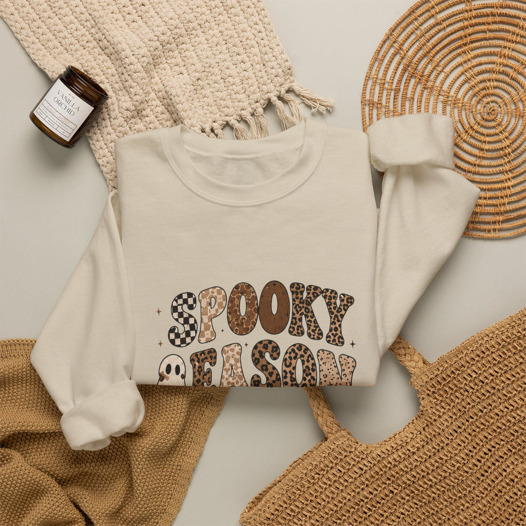 Spooky Nelson Sweatshirt — Halloween Leopard Ghost Crewneck