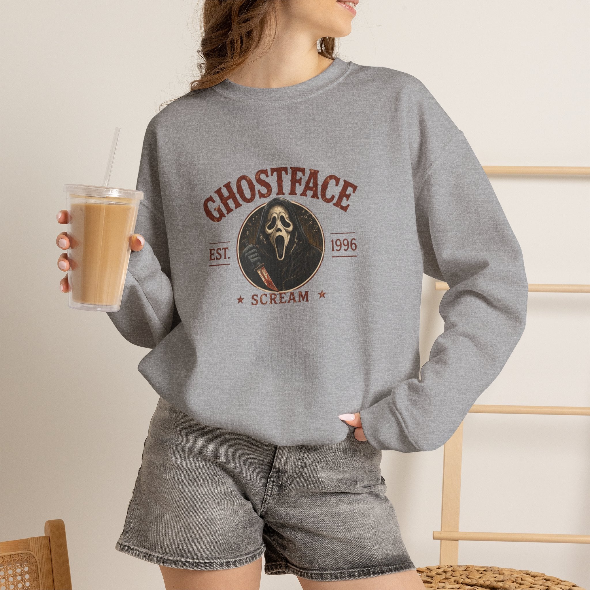Scream 'Ghostface' Crewneck Sweatshirt – Vintage Horror Mask Graphic