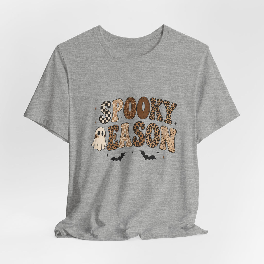 Spooky Season Graphic Tee — Cute Ghost & Bats Halloween Shirt
