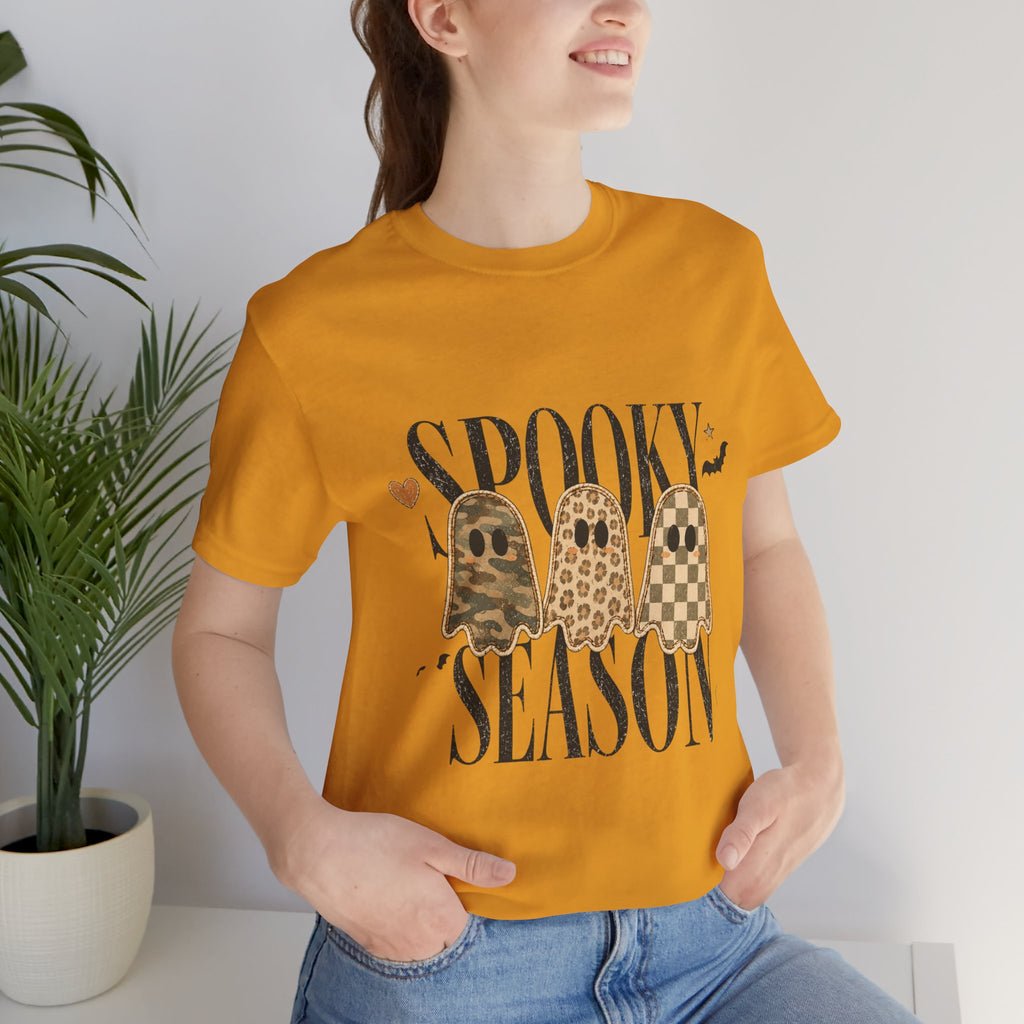 Spooky Season Tee — Leopard & Checker Ghosts Halloween Shirt