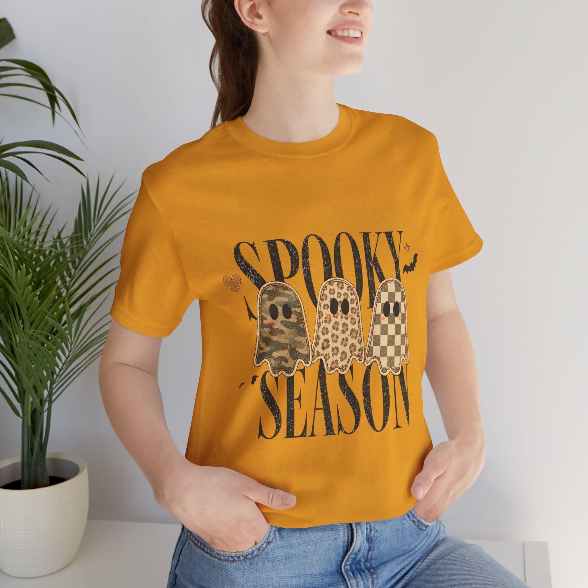 Spooky Season Tee — Leopard & Checker Ghosts Halloween Shirt