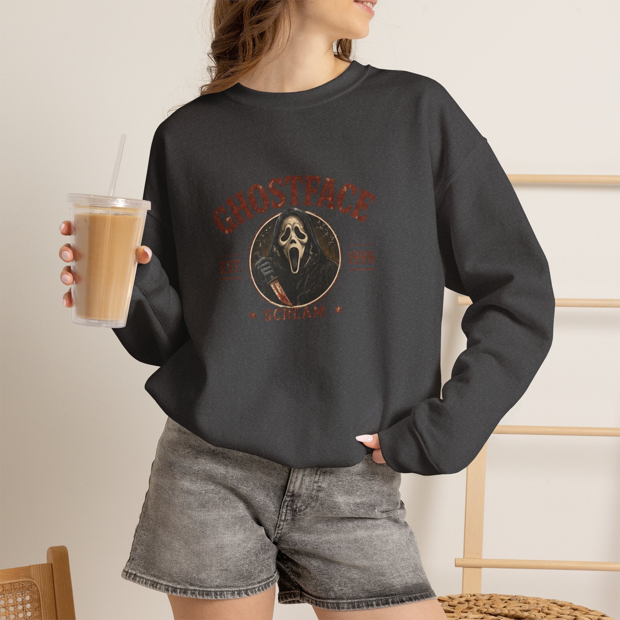 Scream 'Ghostface' Crewneck Sweatshirt – Vintage Horror Mask Graphic