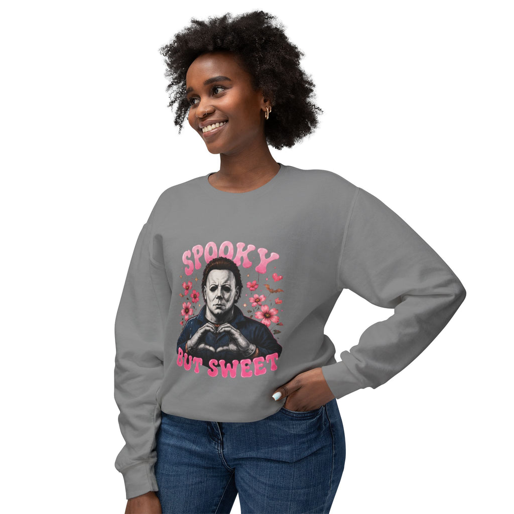 Spooky But Sweet Crewneck Sweatshirt — Cute Horror Michael Myers Graphic