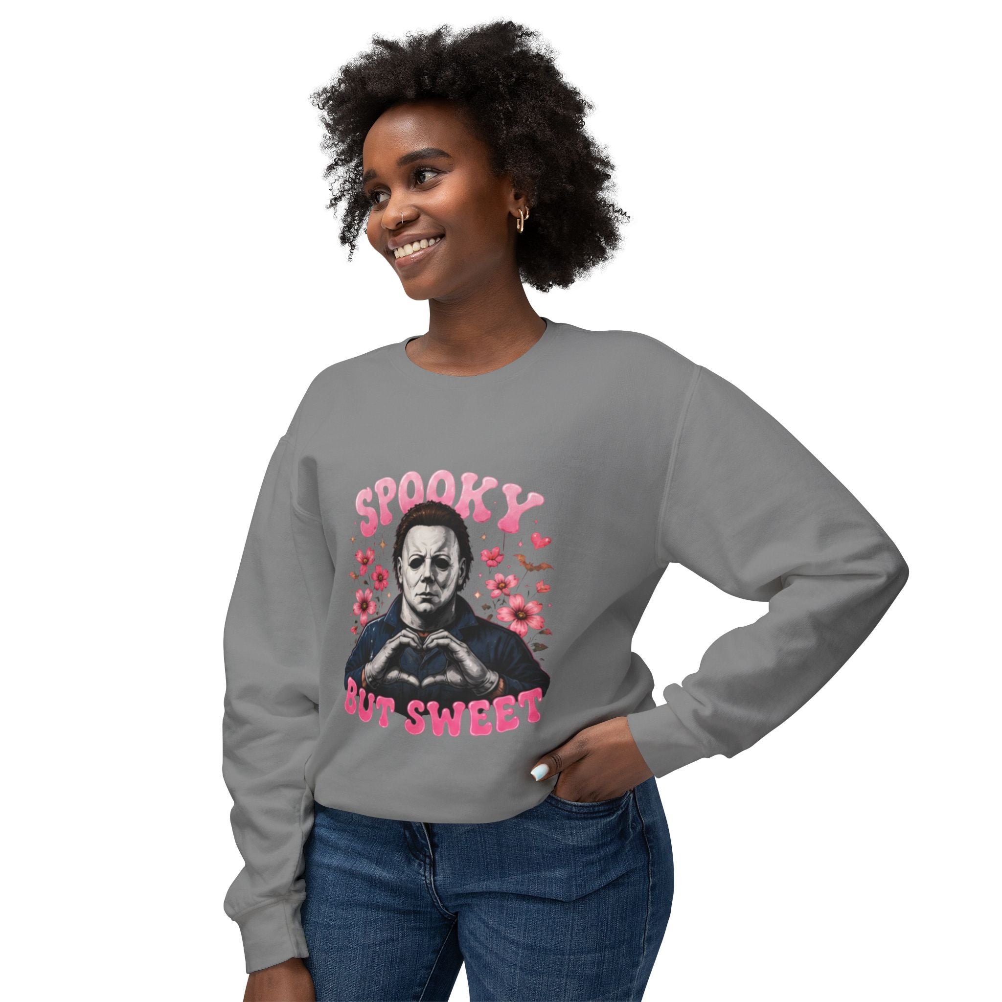 Spooky But Sweet Crewneck Sweatshirt — Cute Horror Michael Myers Graphic