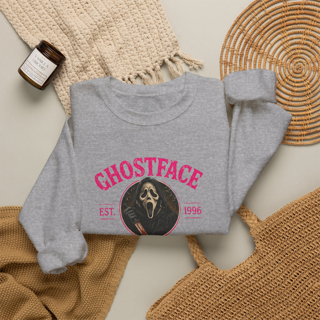 Ghostface Scream Crewneck Sweatshirt – Retro Horror Movie Pullover