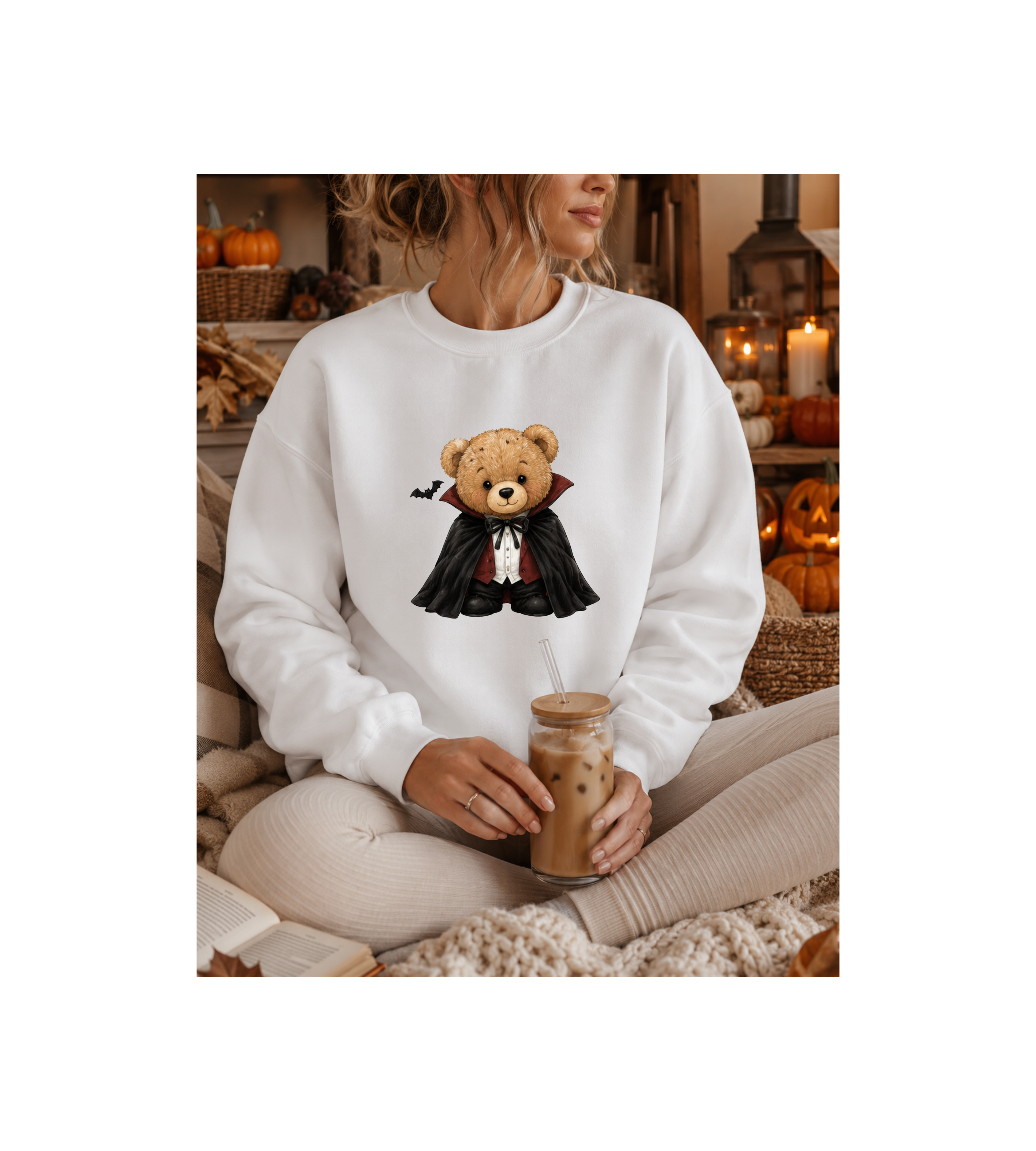 Vampire Teddy Bear Sweatshirt | Halloween Cute Gothic Bear Crewneck