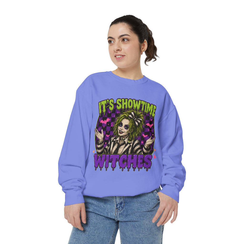 It's Showtime Witches Sweatshirt — Halloween Beetlejuice-Inspired Graphic Pullover