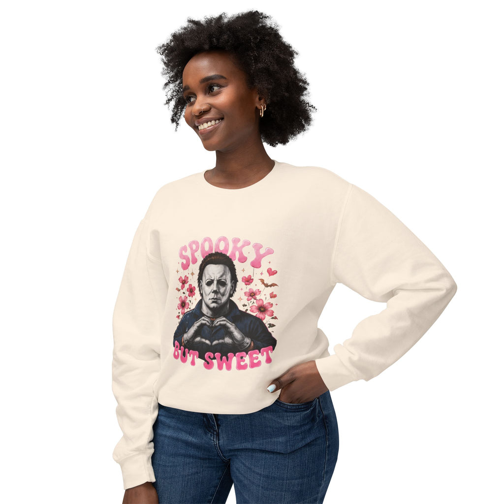 Spooky But Sweet Crewneck Sweatshirt — Cute Horror Michael Myers Graphic