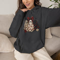 Ghost Trio Leopard & Floral Hoodie — Cute Halloween Graphic Hoodie