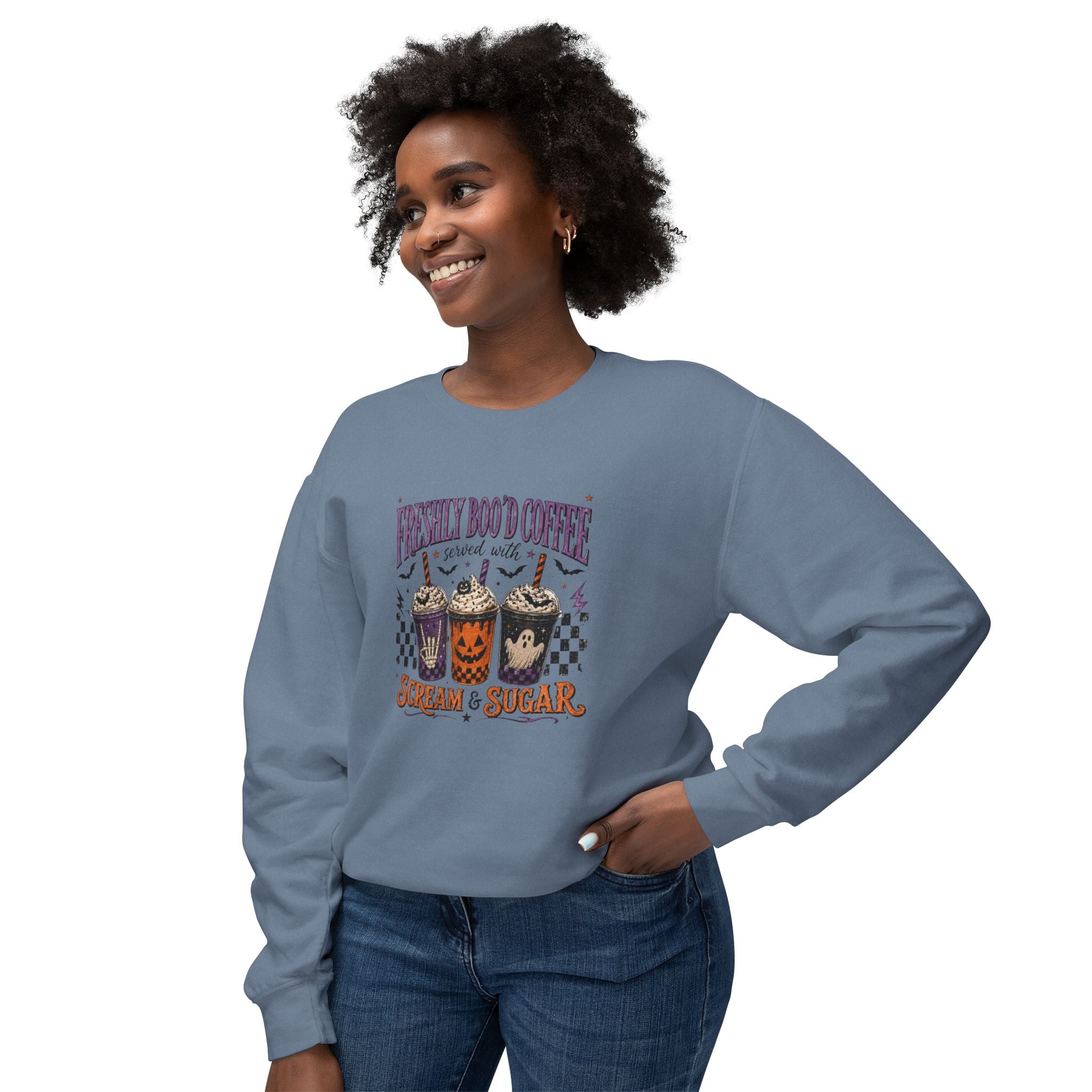 Halloween Coffee Sweatshirt - "Freshly Boo'd Coffee" Scream & Sugar Crewneck