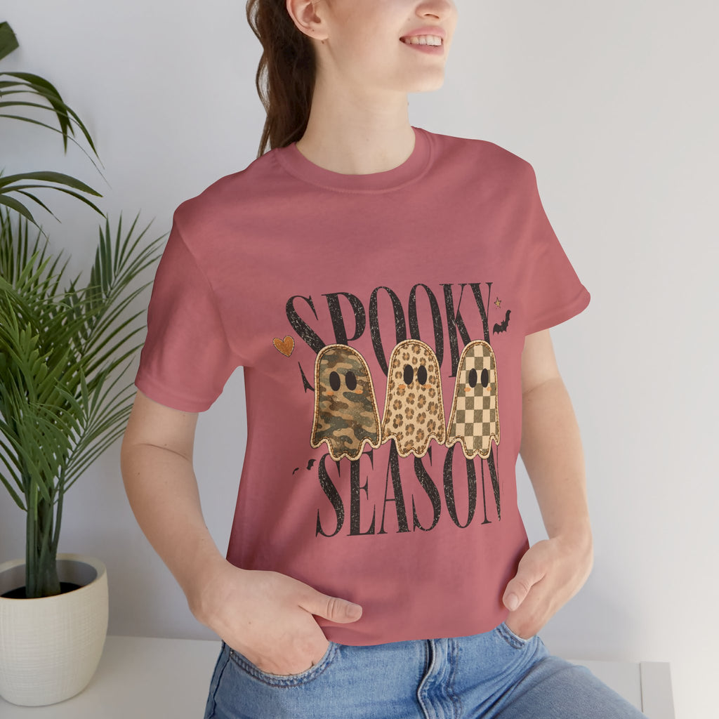 Spooky Season Tee — Leopard & Checker Ghosts Halloween Shirt