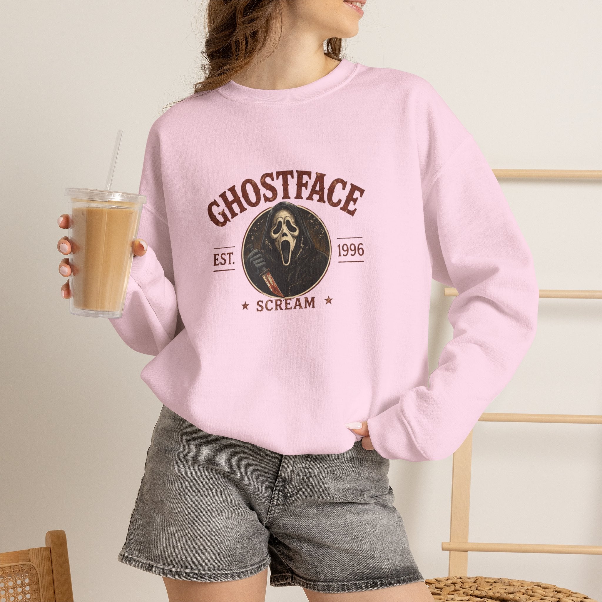 Scream 'Ghostface' Crewneck Sweatshirt – Vintage Horror Mask Graphic