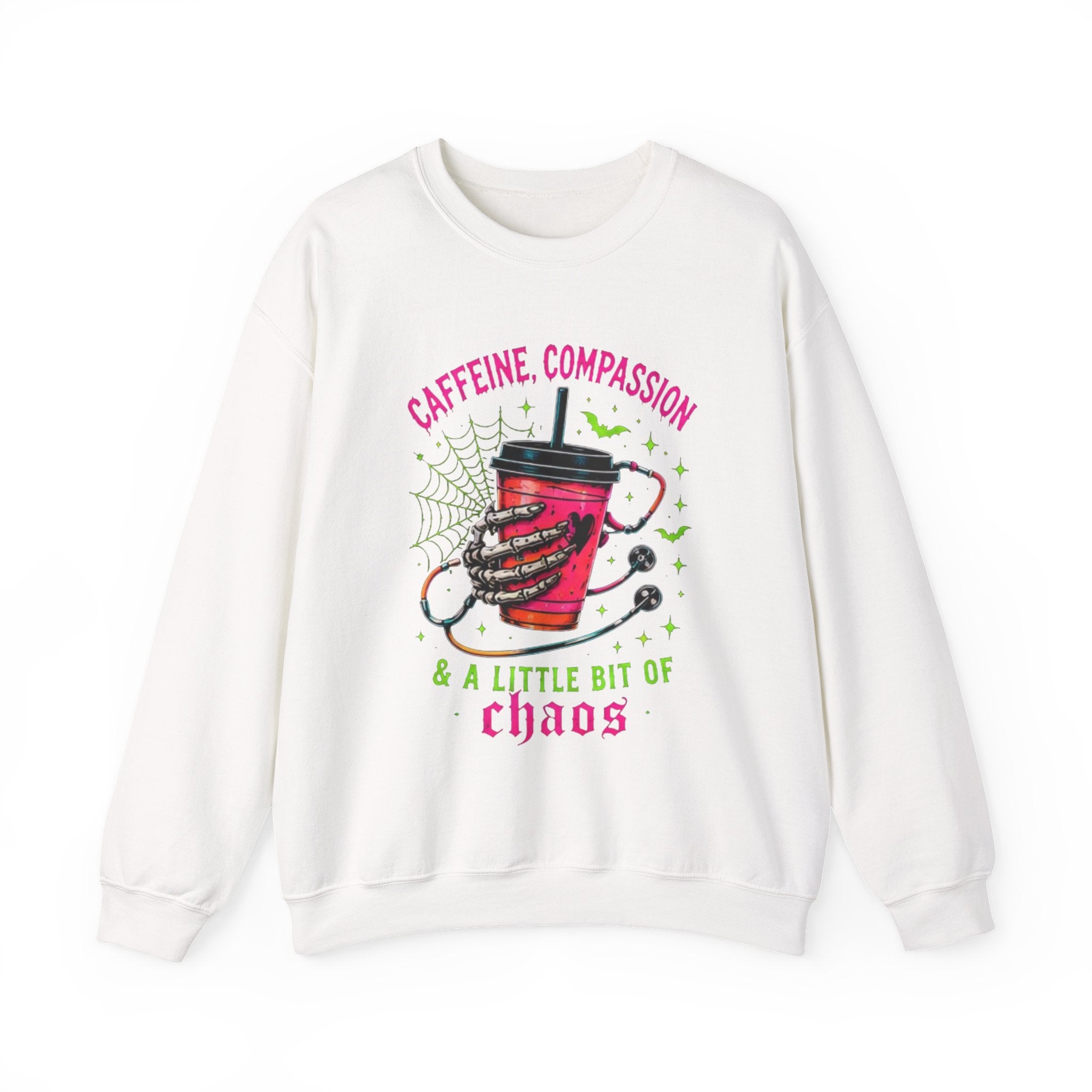 Caffeine, Compassion & A Little Bit of Chaos Crewneck Sweatshirt