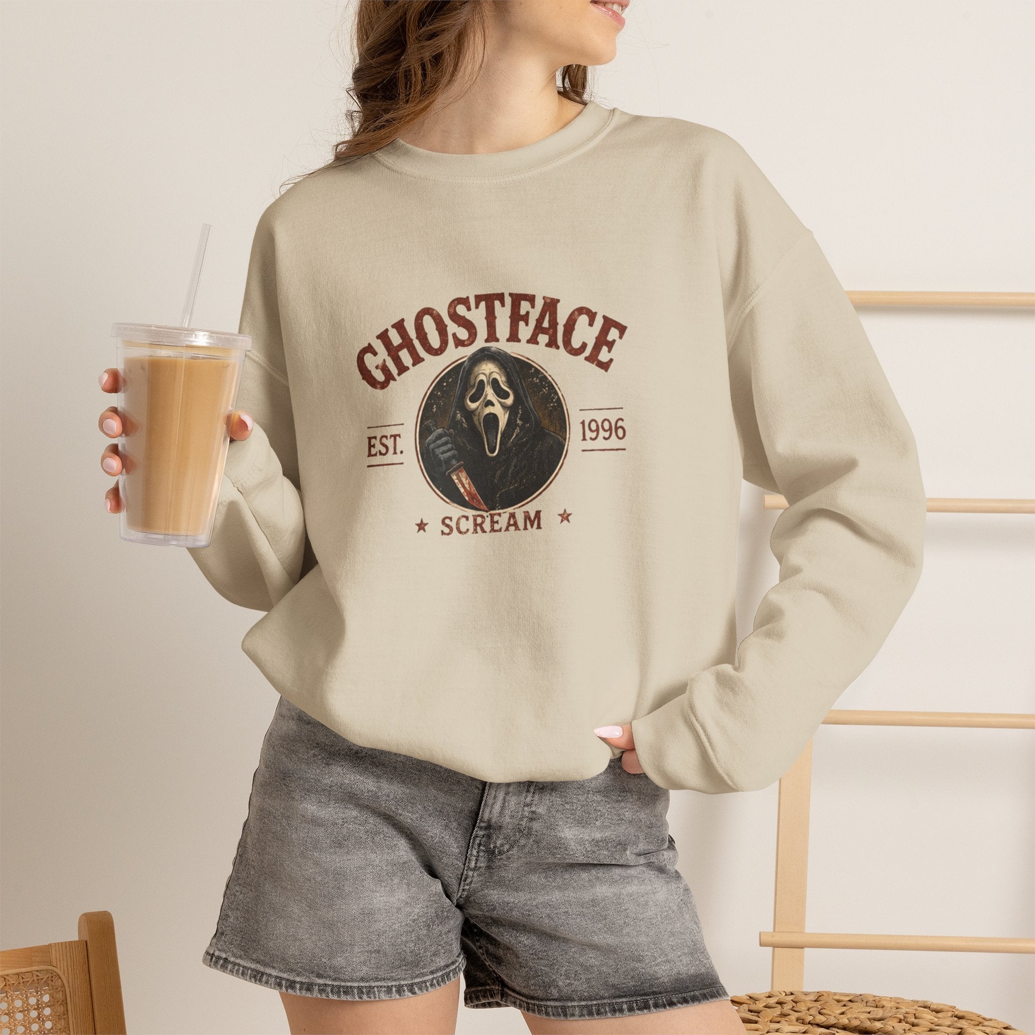 Scream 'Ghostface' Crewneck Sweatshirt – Vintage Horror Mask Graphic