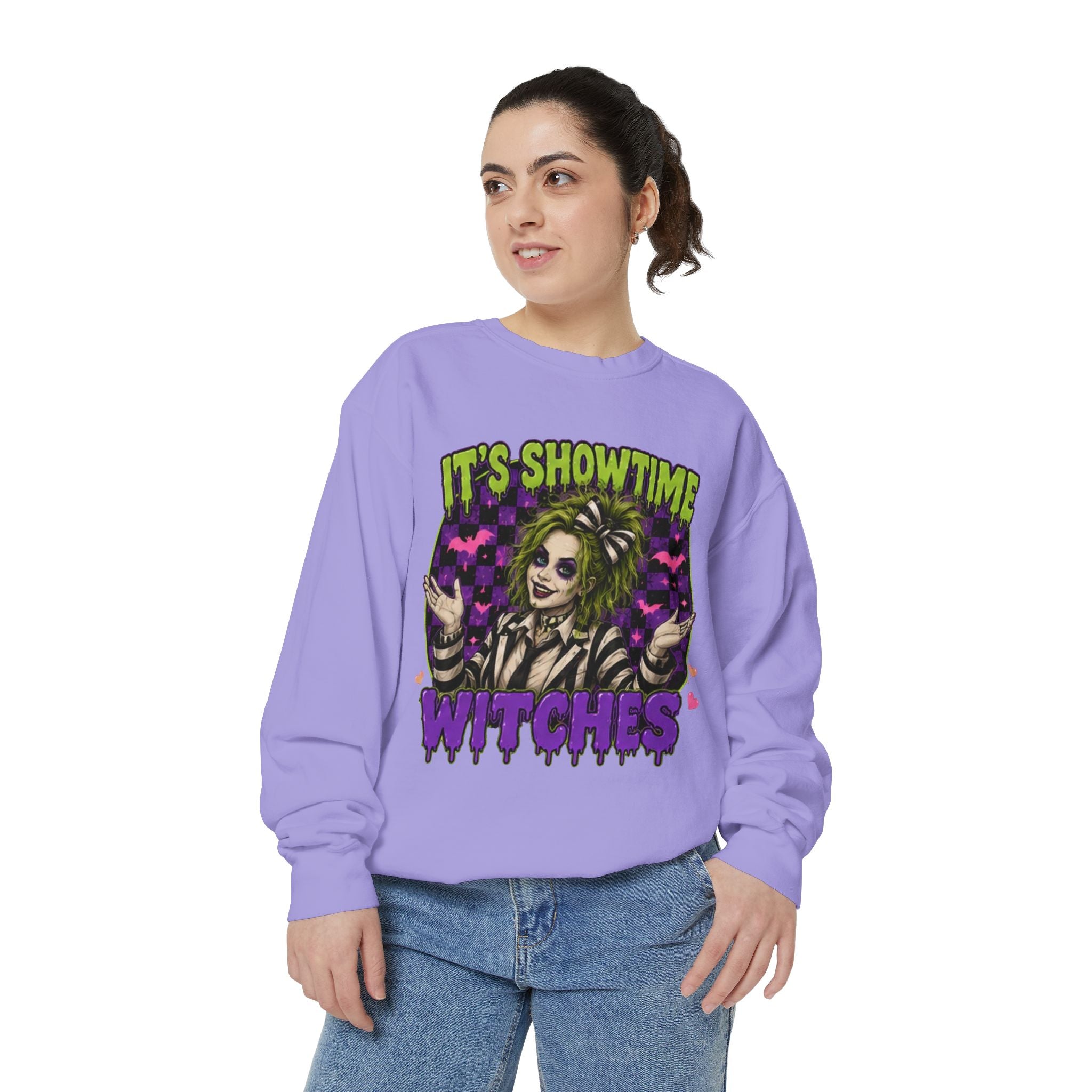 It's Showtime Witches Sweatshirt — Halloween Beetlejuice-Inspired Graphic Pullover