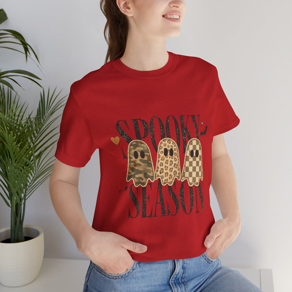 Spooky Season Tee — Leopard & Checker Ghosts Halloween Shirt