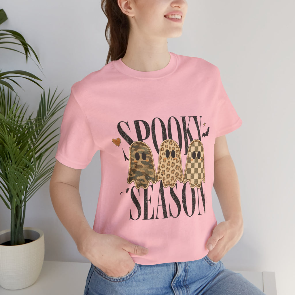 Spooky Season Tee — Leopard & Checker Ghosts Halloween Shirt