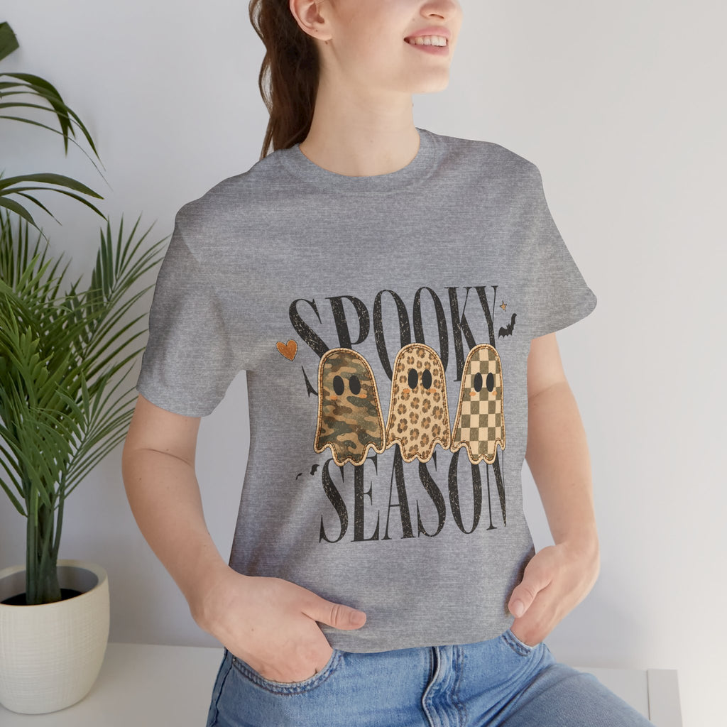 Spooky Season Tee — Leopard & Checker Ghosts Halloween Shirt