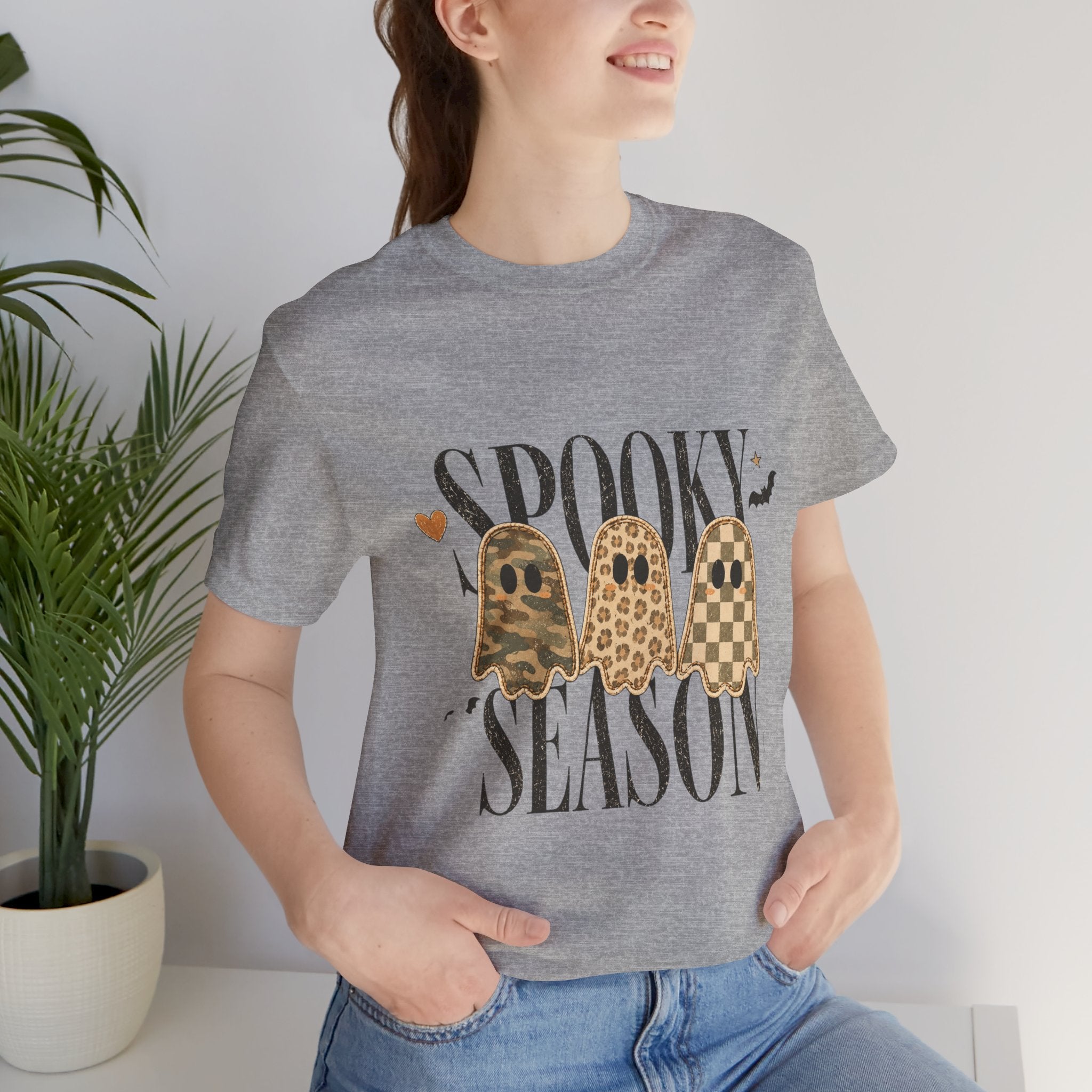Spooky Season Tee — Leopard & Checker Ghosts Halloween Shirt