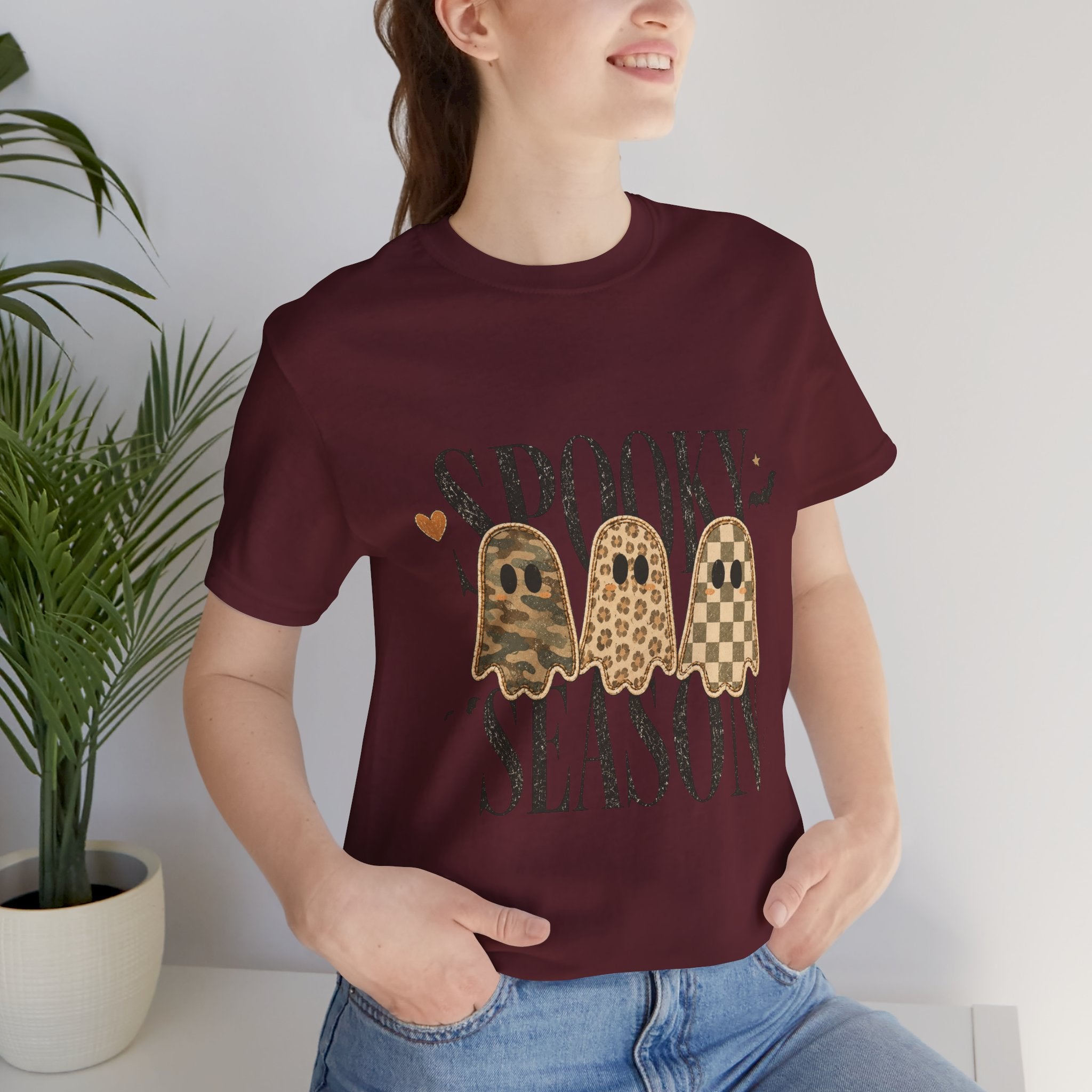 Spooky Season Tee — Leopard & Checker Ghosts Halloween Shirt