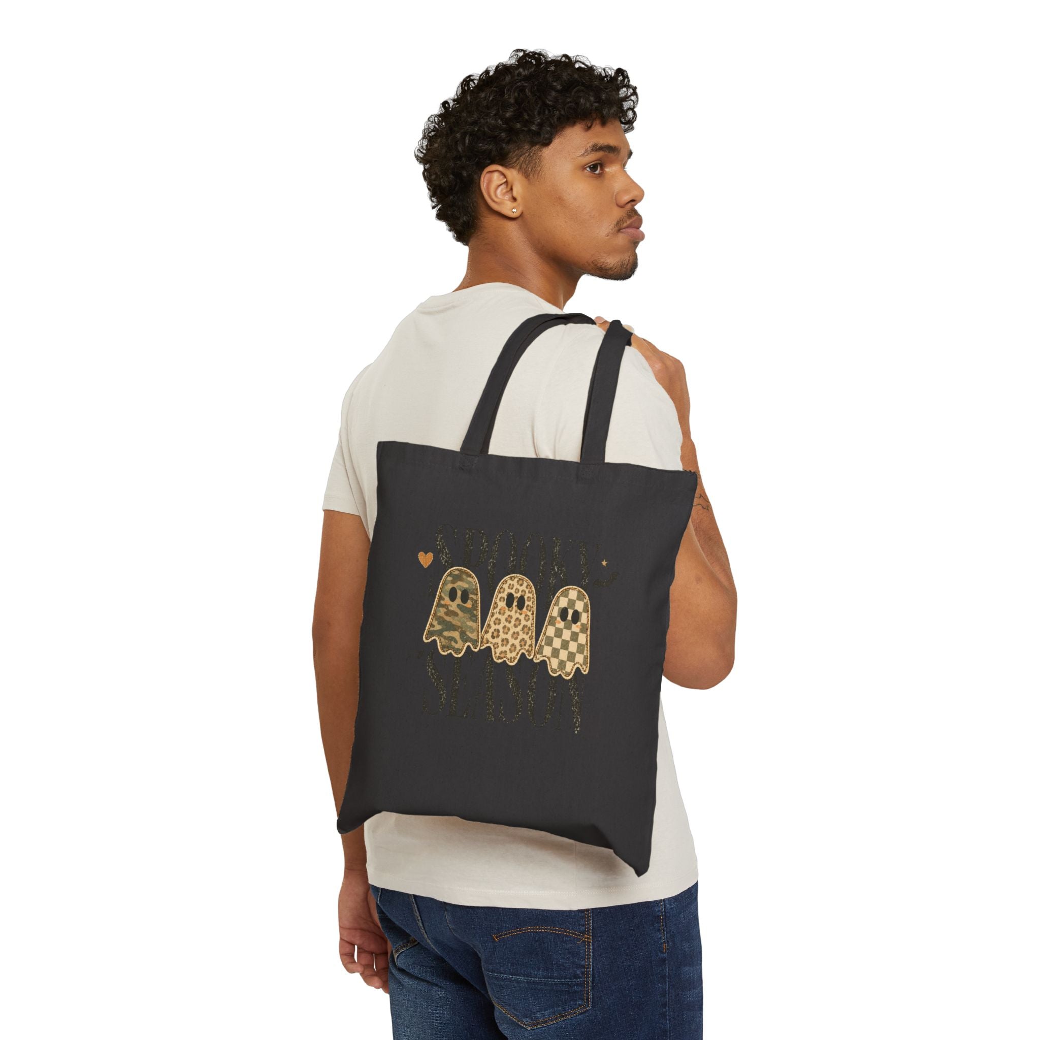 Tote — "Spooky Season" Pumpkin Ghosts Cotton Canvas Tote
