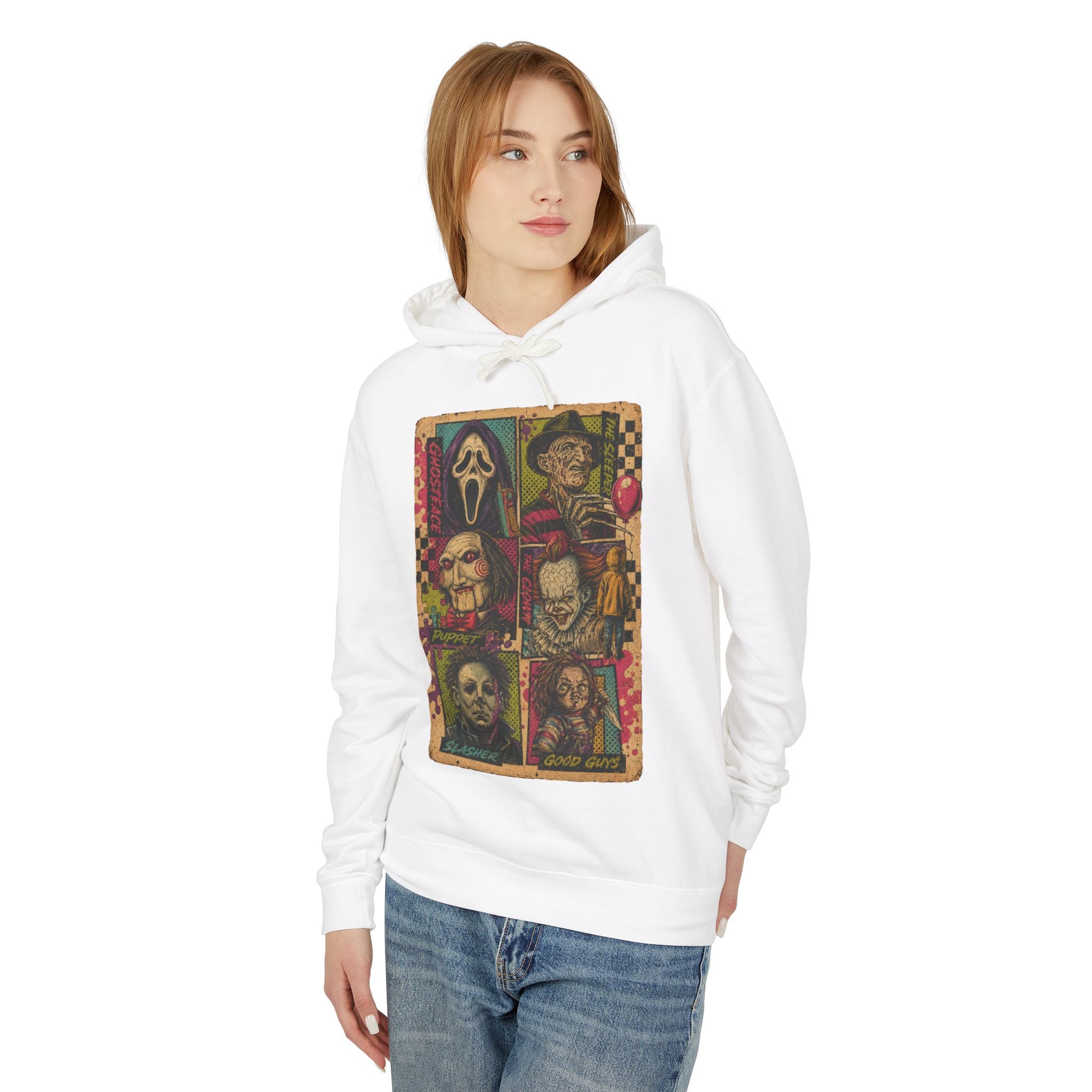 Horror Icons Hoodie — Vintage Slasher Collage Pullover
