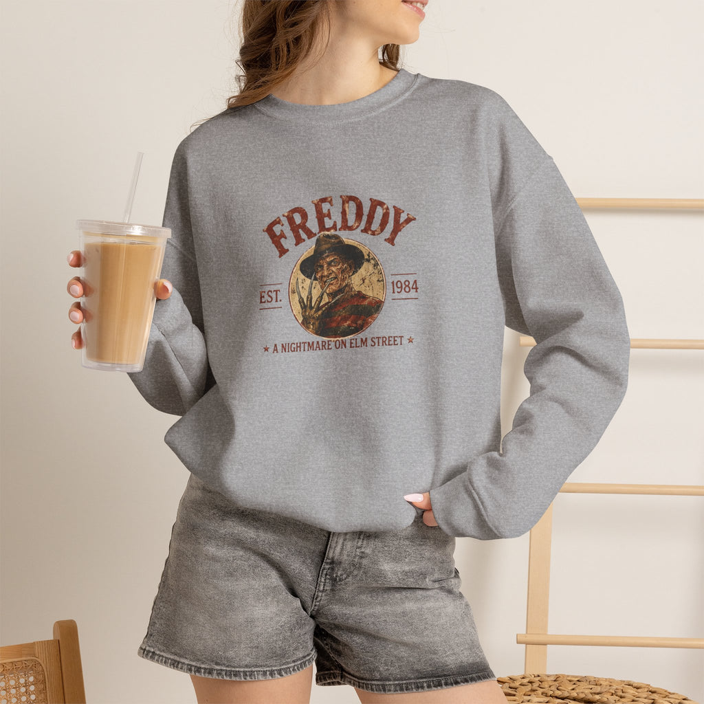 Freddy Horror Crewneck Sweatshirt — Vintage 'A Nightmare on Elm Street' Graphic