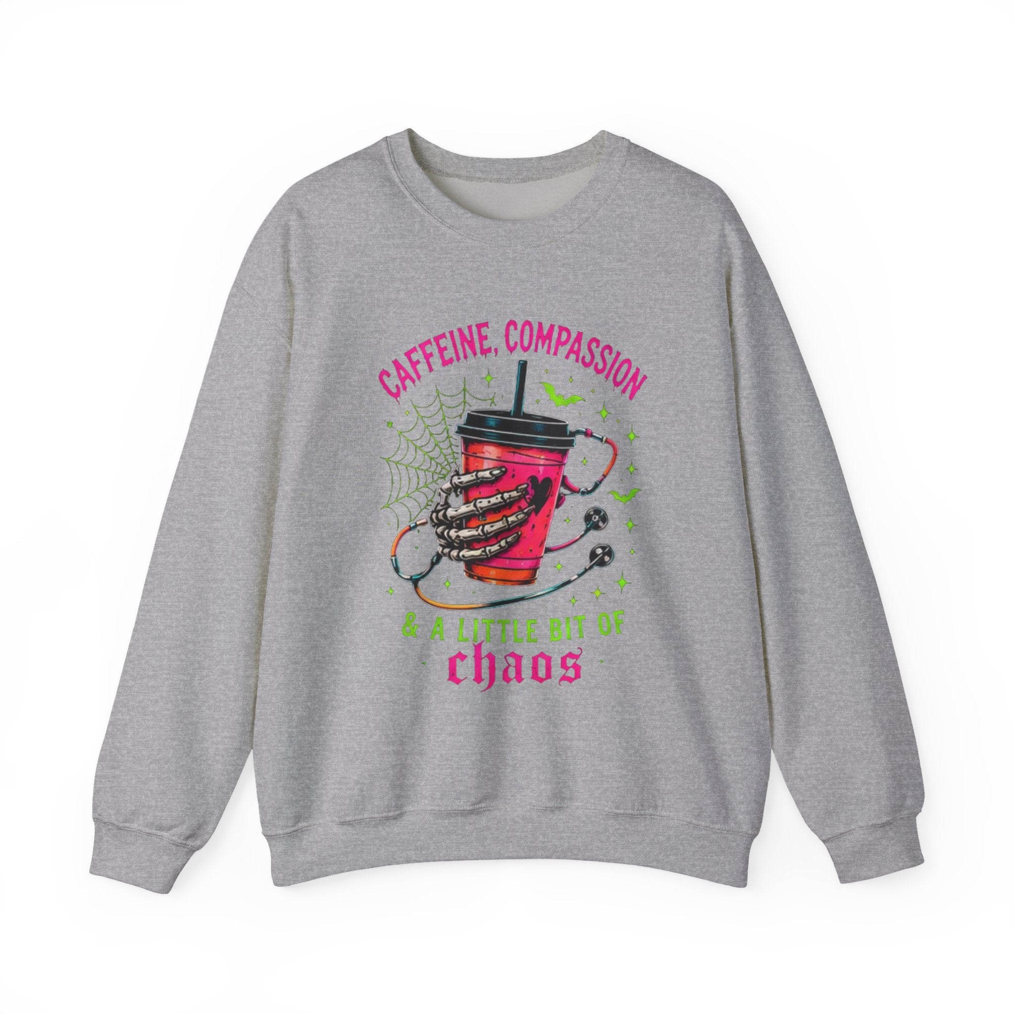 Caffeine, Compassion & A Little Bit of Chaos Crewneck Sweatshirt