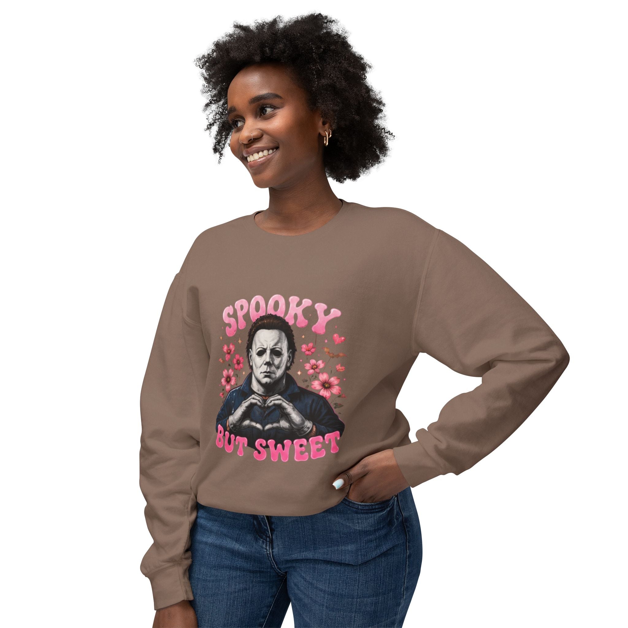 Spooky But Sweet Crewneck Sweatshirt — Cute Horror Michael Myers Graphic