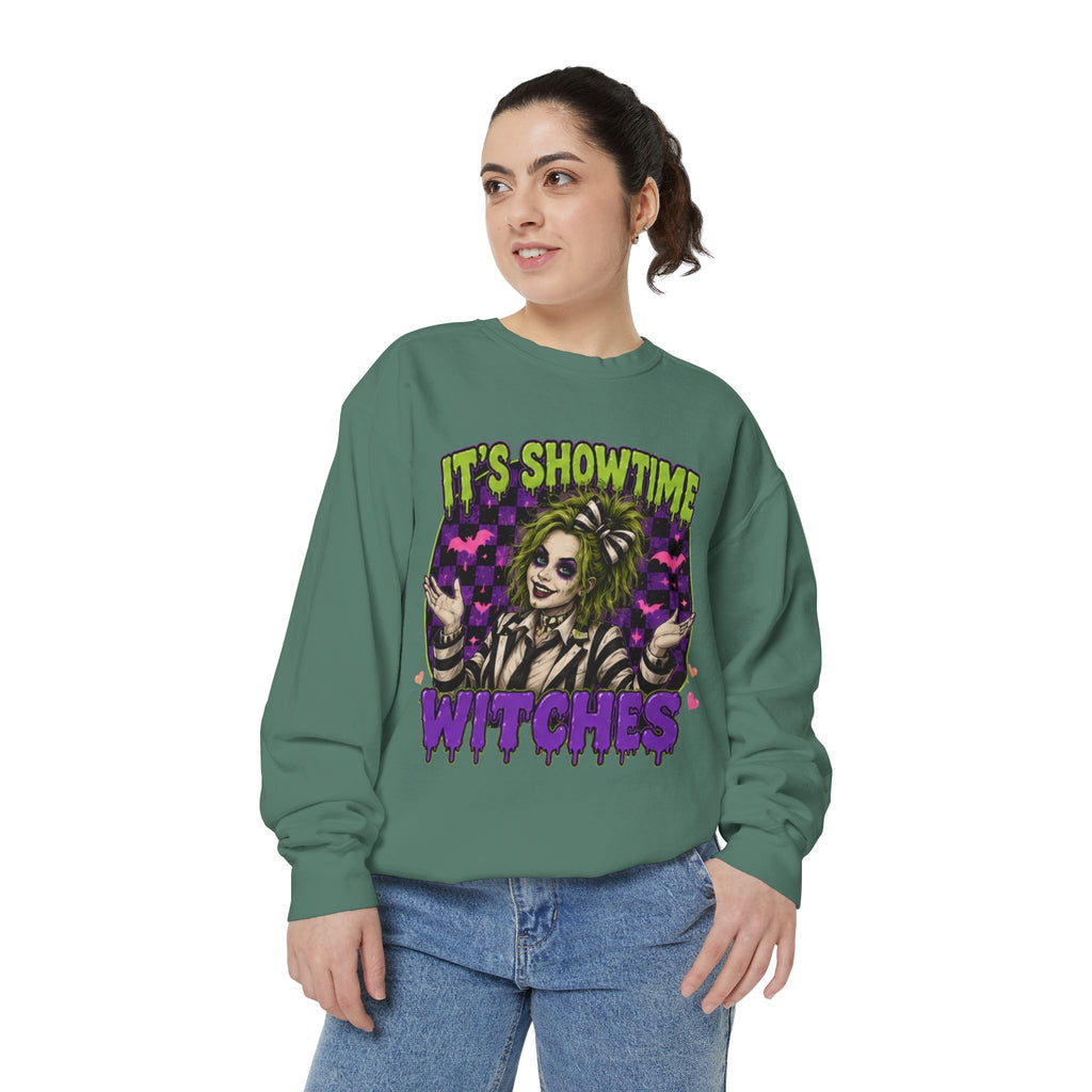 It's Showtime Witches Sweatshirt — Halloween Beetlejuice-Inspired Graphic Pullover